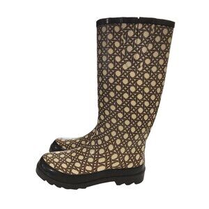Talbots Women's Size 9 Brown Patterned  Waterproof Rubber Rain Boots shoes